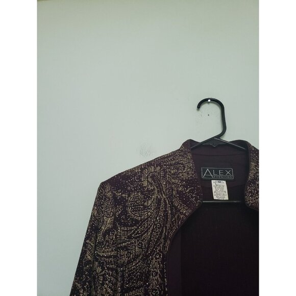 Alex Evenings Womens 12 Jacket Purple Metallic Open Front Evening 3/4 Sleeve - Picture 7 of 8